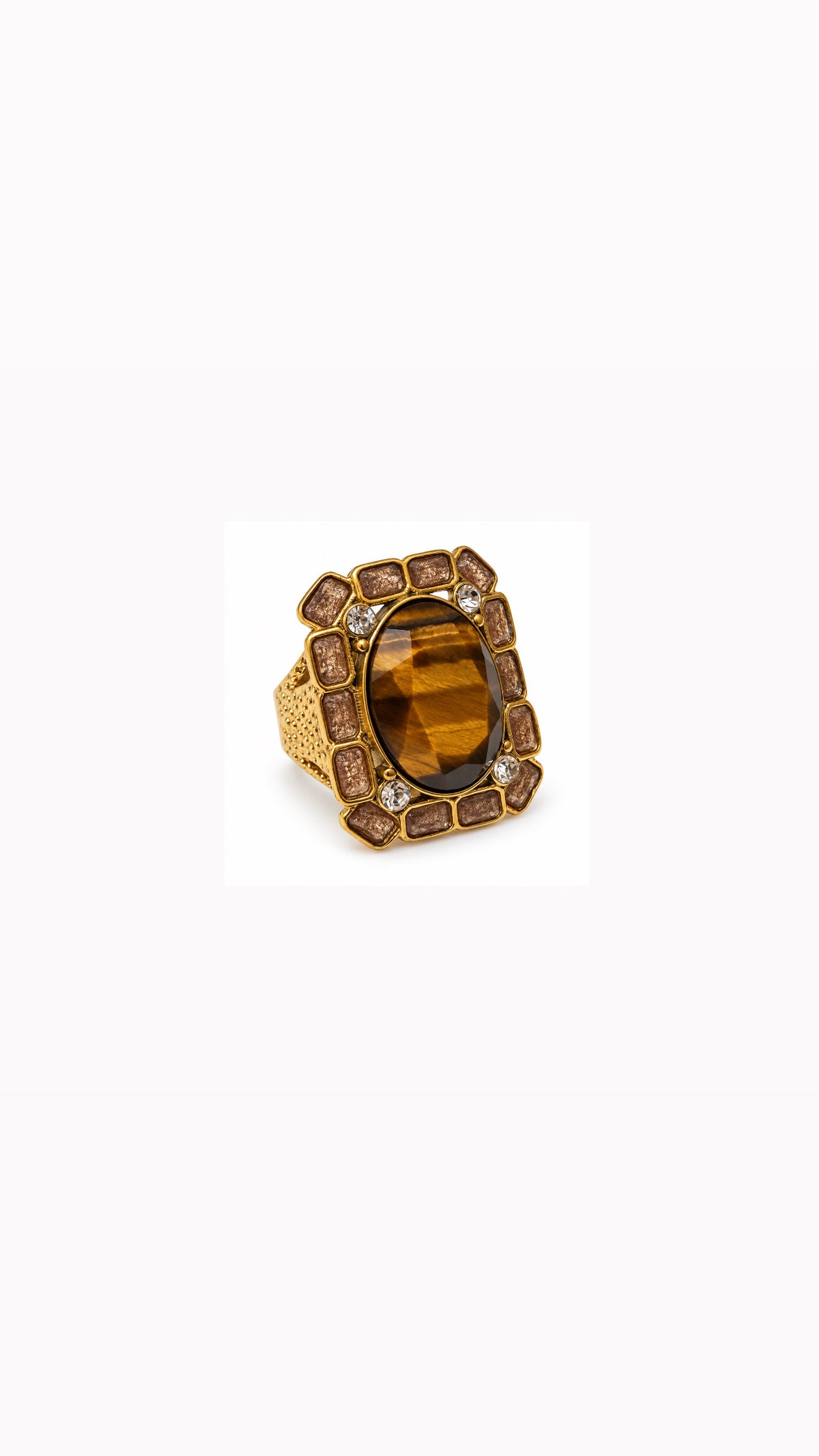 Bague Cristaux Oeil de Tigre