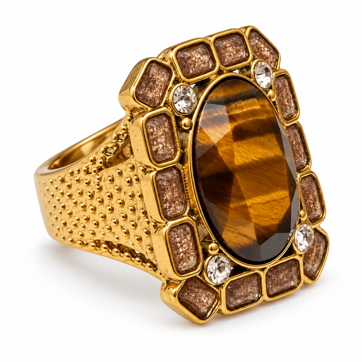 Bague Cristaux Oeil de Tigre